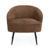 Dahlia Rust Brown Linen Upholstered Accent Chair with Black Metal Legs (H75 x W74 x D72cm)
