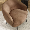 Dahlia Rust Brown Linen Upholstered Accent Chair with Black Metal Legs (H75 x W74 x D72cm)