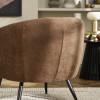 Dahlia Rust Brown Linen Upholstered Accent Chair with Black Metal Legs (H75 x W74 x D72cm)