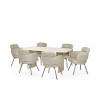 Element Matte Cream Rectangular Glass Dining Table (H76 x W180 x D90cm)