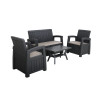 Faro Wood Grain Effect 4 Seater Coffee Set (Black/Brown)