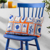 Furn Frieze Outdoor Cushion 30 x 50cm - Coral/Blue