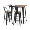 Grafton Mocha Elm and Black Steel Bar Table (D60 x W120 x H106cm)