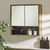 Hampshire Walnut Effect Mirrored Bathroom Wall Cabinet (H60 x W60 x D18cm)
