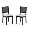 Set of 2 Knoxley Black Oak Rattan Back Dining Chairs (H89 x W45 x D54cm)