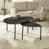 Lorette Black Ash Effect Teardrop Nest of 2 Coffee Tables (H45.5 x W63.5 x D103cm)