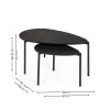 Lorette Black Ash Effect Teardrop Nest of 2 Coffee Tables (H45.5 x W63.5 x D103cm)