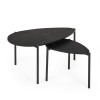 Lorette Black Ash Effect Teardrop Nest of 2 Coffee Tables (H45.5 x W63.5 x D103cm)