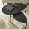 Lorette Black Ash Effect Teardrop Nest of 2 Coffee Tables (H45.5 x W63.5 x D103cm)