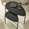 Lorette Black Ash Effect Teardrop Nest of 2 Coffee Tables (H45.5 x W63.5 x D103cm)