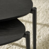 Lorette Black Ash Effect Teardrop Nest of 2 Coffee Tables (H45.5 x W63.5 x D103cm)