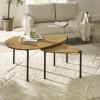 Lorette Oak Effect Teardrop Nest of 2 Coffee Tables (H45.5 x W63.5 x D103cm)