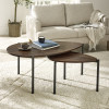 Lorette Walnut Effect Teardrop Nest of 2 Coffee Tables (H45.5 x W63.5 x D103cm)