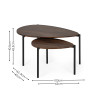 Lorette Walnut Effect Teardrop Nest of 2 Coffee Tables (H45.5 x W63.5 x D103cm)