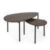 Lorette Walnut Effect Teardrop Nest of 2 Coffee Tables (H45.5 x W63.5 x D103cm)