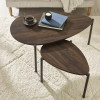 Lorette Walnut Effect Teardrop Nest of 2 Coffee Tables (H45.5 x W63.5 x D103cm)