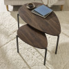 Lorette Walnut Effect Teardrop Nest of 2 Coffee Tables (H45.5 x W63.5 x D103cm)