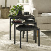 Lorette Black Ash Effect Teardrop Nest of 3 Side Tables (H45.5 x W50 x D52.5cm)