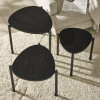 Lorette Black Ash Effect Teardrop Nest of 3 Side Tables (H45.5 x W50 x D52.5cm)