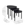 Lorette Black Ash Effect Teardrop Nest of 3 Side Tables (H45.5 x W50 x D52.5cm)