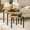 Lorette Oak Effect Teardrop Nest of 3 Side Tables (H45.5 x W50 x D52.5cm)
