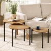Lorette Oak Effect Teardrop Nest of 3 Side Tables (H45.5 x W50 x D52.5cm)