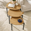 Lorette Oak Effect Teardrop Nest of 3 Side Tables (H45.5 x W50 x D52.5cm)