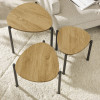 Lorette Oak Effect Teardrop Nest of 3 Side Tables (H45.5 x W50 x D52.5cm)