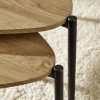 Lorette Oak Effect Teardrop Nest of 3 Side Tables (H45.5 x W50 x D52.5cm)