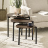 Lorette Walnut Effect Teardrop Nest of 3 Side Tables (H45.5 x W50 x D52.5cm)