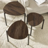 Lorette Walnut Effect Teardrop Nest of 3 Side Tables (H45.5 x W50 x D52.5cm)