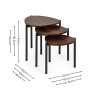 Lorette Walnut Effect Teardrop Nest of 3 Side Tables (H45.5 x W50 x D52.5cm)