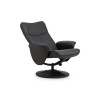Lugano Black Faux Leather Recliner and Stool Chair (D76 x W75 x H95)