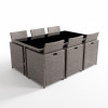 Malaga Brown Rattan 6 Seater Cube Set