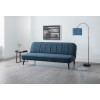 Miro Blue Linen with a Black Leg Finish Curved Back Sofa Bed  (D113 x W195 x H20)