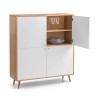 Moritz White and Oak Veneer with Brass Handles 4 Door Cabinet (D40 x W118 x H135)