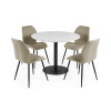Set of 4 Morris Taupe Faux Leather Dining Chair  (H87 x W47 x D59cm)