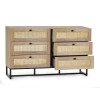 Padstow Rattan Oak Finish 6 Drawer Wide Chest (D40 x W120 x H75cm)