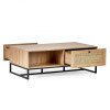 Padstow Oak Rattan Coffee Table with 2 Drawers  (D70 x W120 x H42)