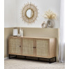 Padstow Oak Rattan 3 Door Sideboard (D40 x W160 x H75)