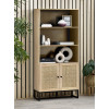 Padstow Oak Rattan Tall Bookcase (D30 x W80 x H168)