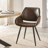 Set of 2 Parker Brown Faux Leather Upholstered Dining Chairs (H84 x W55 x D58cm)
