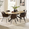 Set of 2 Parker Brown Faux Leather Upholstered Dining Chairs (H84 x W55 x D58cm)