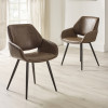Set of 2 Parker Brown Faux Leather Upholstered Dining Chairs (H84 x W55 x D58cm)
