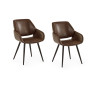 Set of 2 Parker Brown Faux Leather Upholstered Dining Chairs (H84 x W55 x D58cm)