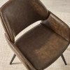 Set of 2 Parker Brown Faux Leather Upholstered Dining Chairs (H84 x W55 x D58cm)