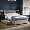 Ravello Grey Chenille Upholstered Kingsize Bed with 2 Drawers (H114.5 x W147 x D235cm)
