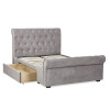 Ravello Grey Chenille Upholstered Kingsize Bed with 2 Drawers (H114.5 x W147 x D235cm)