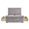 Ravello Grey Chenille Upholstered Kingsize Bed with 2 Drawers (H114.5 x W147 x D235cm)