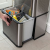 Addis 4 Compartment Recycling Hub Bin 50 Litre (H89 x W48 x D41cm) - Stainless Steel